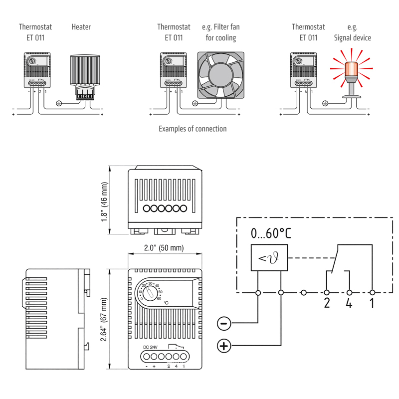 24V DC Electronic Thermostat ET 011